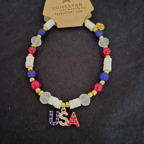 Red White Blue Hat Band | USA Charm | Cowgirl Western Accessory - Picture 3 of 4